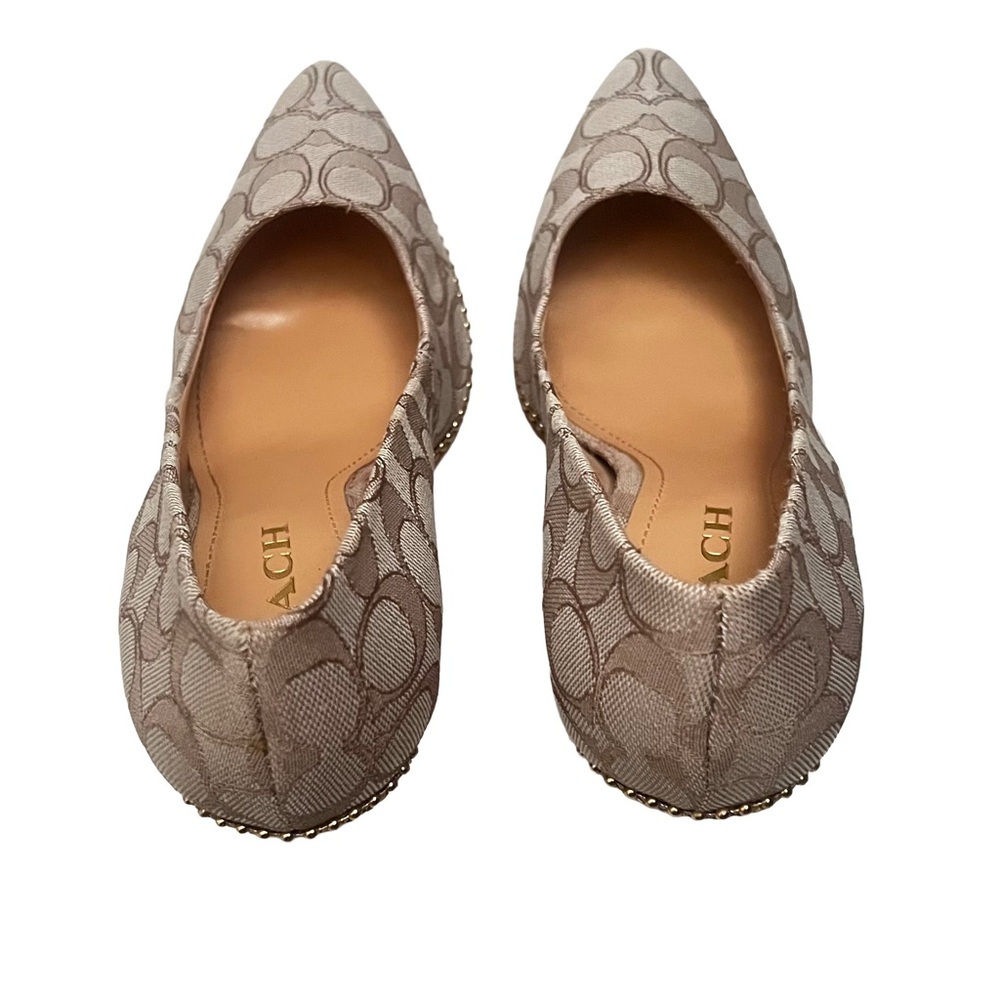 COACH Waverly Pointed Toe 3.25”Pump Designer Heels Womens Sz 9.5 Beige Monogram - Picture 10 of 14